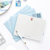 Watercolor Lobster Coastal Flat Note Card ノートカード