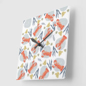 Watercolor Lobster Crustacean Beach Sand Dollars スクエア壁時計 (傾斜)
