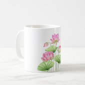 Watercolor Lotus Aesthetic Throw Classic Mug コーヒーマグカップ (正面左)