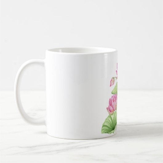 Watercolor Lotus Aesthetic Throw Classic Mug コーヒーマグカップ (左)