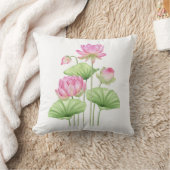  Watercolor Lotus Aesthetic Throw Pillow Covers  クッション (ブランケット)