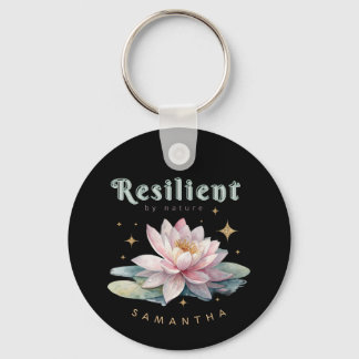 watercolor lotus flower motivational personalized キーホルダー