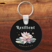 watercolor lotus flower motivational personalized キーホルダー (正面)
