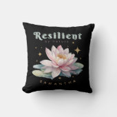 watercolor lotus flower motivational personalized クッション (正面)