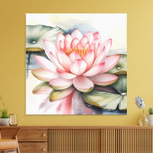 Watercolor Lotus Flower stretched Canvas Print キャンバスプリント (インサイチュ (リビング))