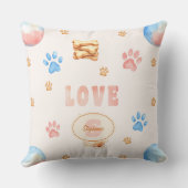 Watercolor "LOVE" Design with Dog Paw Prints クッション (裏面)