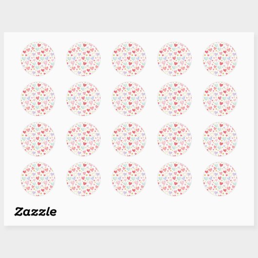 Watercolor Love & Gold Dust Pattern Sticker ラウンドシール (シート)