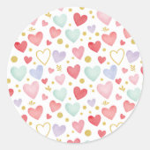 Watercolor Love & Gold Dust Pattern Sticker ラウンドシール (正面)