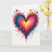 Watercolor Love Heart Flowers Card カード (黄色い花)