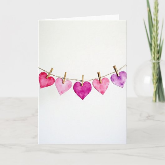 Watercolor Love Hearts Card カード (正面)