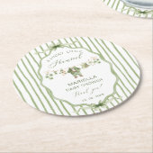  Watercolor Lucky Charm Shamrock baby shower ラウンドペーパーコースター (アングル)