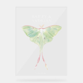 Watercolor Luna Moth Wedding アクリルサイン