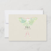 Watercolor Luna Moth Wedding 出欠カード (裏面)