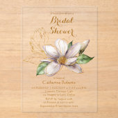 Watercolor Magnolia Purple Floral Bridal Shower アクリル招待状 (正面)