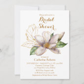 Watercolor Magnolia Purple Floral Bridal Shower 招待状 (正面)