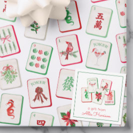 Watercolor Mahjong Christmas Tiles Enclosure ノートカード