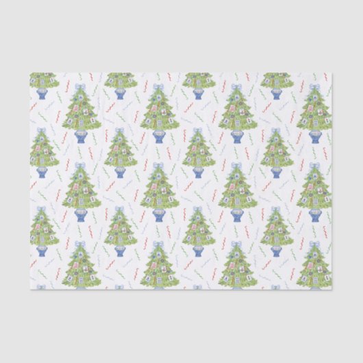 Watercolor Mahjong Christmas Tree 薄葉紙 (正面)