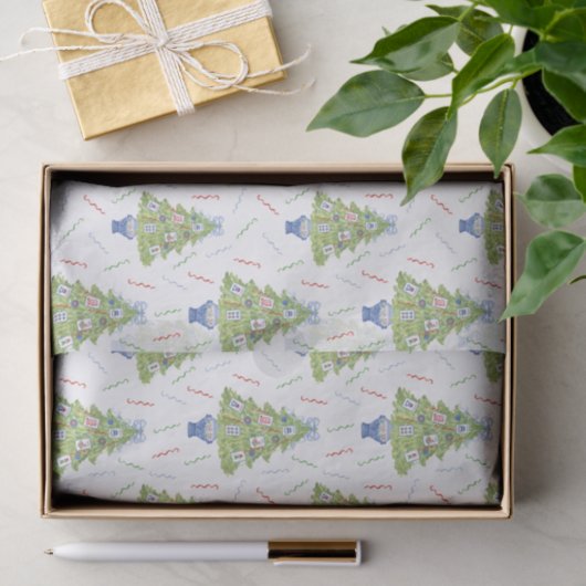 Watercolor Mahjong Christmas Tree 薄葉紙 (ギフト)