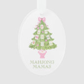 Watercolor Mahjong Christmas Tree Party オーナメント (正面)