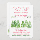 Watercolor MAHJONG Holiday Winter Trees 招待状 (正面/裏面)