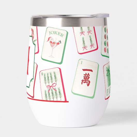 Watercolor Mahjong Red & Green Christmas  Monogram (左面)