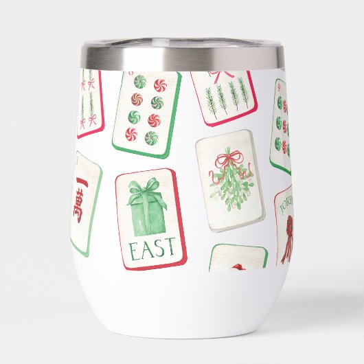 Watercolor Mahjong Red & Green Christmas  Monogram (背面)
