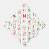 Watercolor Mahjong Red & Green Christmas Monogram フェイバーボックス (折り畳みなし)