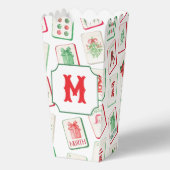 Watercolor Mahjong Red & Green Christmas Monogram フェイバーボックス (正面)