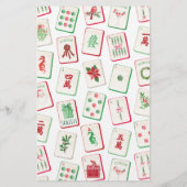 Watercolor Mahjong Red & Green Christmas Tiles 便箋 (裏面)