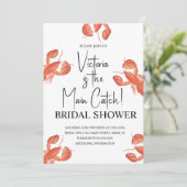 Watercolor Main Catch Lobster Bridal Shower 招待状 (スタンド正面)