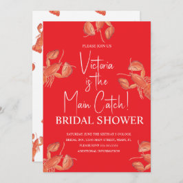 Watercolor Main Catch Lobster Bridal Shower 招待状