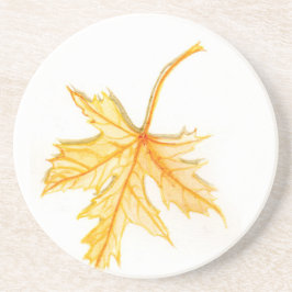 Watercolor Maple Leaf Sandstone Coaster コースター