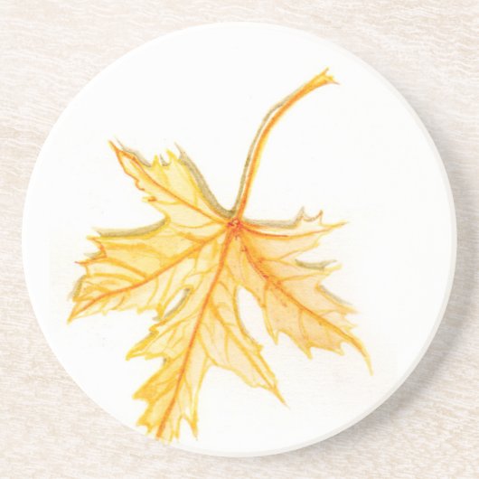 Watercolor Maple Leaf Sandstone Coaster コースター (正面)