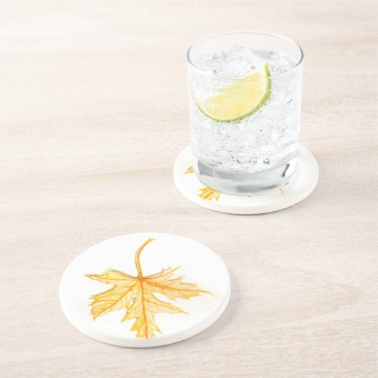 Watercolor Maple Leaf Sandstone Coaster コースター (側面)