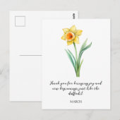 WATERCOLOR MARCH DAFFODIL BIRTH FLOWER  ポストカード (正面/裏面)