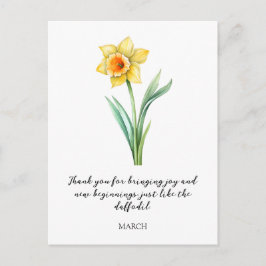 WATERCOLOR MARCH DAFFODIL BIRTH FLOWER  ポストカード