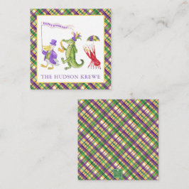 Watercolor Mardi Gras Animal Parade Party ノートカード