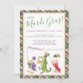 Watercolor Mardi Gras Animal Parade Party 招待状 (正面)