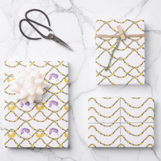 Watercolor Mardi Gras Beads ラッピングペーパーシート