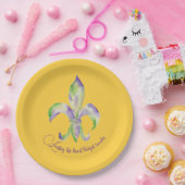 Watercolor Mardi Gras Fleur de Lis ペーパープレート (パーティー)