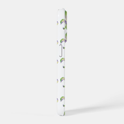 Watercolor Mardi Gras Fleur de Lis  iPhoneケース (右側面)