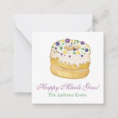 Watercolor Mardi Gras King Cake ノートカード (正面)