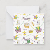 Watercolor Mardi Gras King Cake ノートカード (裏面)