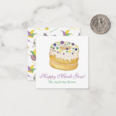 Watercolor Mardi Gras King Cake ノートカード (正面/裏面インサイチュ)