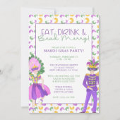 Watercolor Mardi Gras Masquerade Party 招待状 (正面)