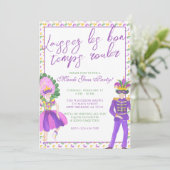 Watercolor Mardi Gras Masquerade Party 招待状 (スタンド正面)