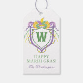 Watercolor Mardi Gras Monogram Crest ギフトタグ (正面)