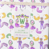 Watercolor Mardi Gras Monogram Crest ギフトタグ