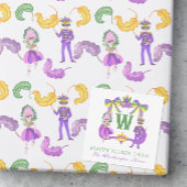 Watercolor Mardi Gras Monogram Crest ノートカード