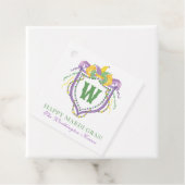 Watercolor Mardi Gras Monogram Crest フェイバータグ (インサイチュ)